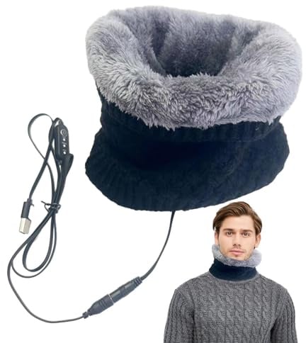 Jingan Wiederaufladbarer Nackenwärmer, Beheizter Halsschal, Universeller Schal mit USB-Heizung und arktischem Samtfutter für Skifahren, Skaten, Snowboarden und Bergsteigen