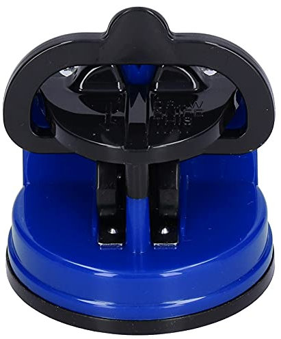 Knife Sharpener, Manual Scissor Sharpener Knife Sharpening Tool with Suction Cup Kitchen Sharpening Gadgets for Most Knives and Tools (Blue)