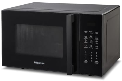 Hisense H29MOBS9HG-Microonde con Grill, 29L, Piatto girevole XL, Livelli multipli di potenza, Porta in vetro temperato, Programmi automatici, Timer di cottura, Nero