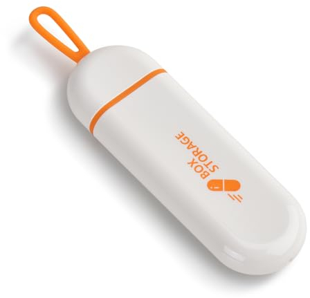 Tablettenbox Pillendose,Pillendose klein für unterwegs,Pillenbox für Vitamine, Medikamente, Pillen, Gute Dichtleistung, Erhaltung der medizinischen Eigenschaften. (Weiß Orange)