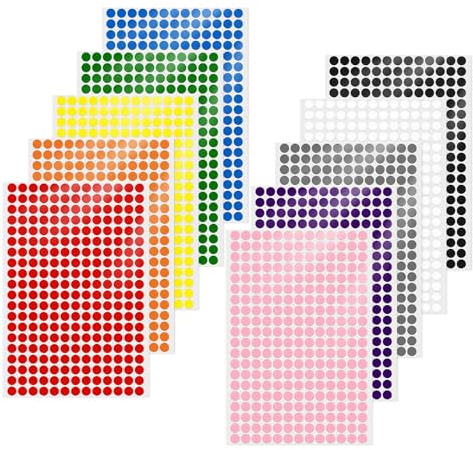 YIKIADA 2600 Stück Bunte Klebepunkte Etiketten 13 mm Vinyl Selbstklebende Beschriften Kreis Aufkleber Wasserdicht Klebeetiketten für Markierung