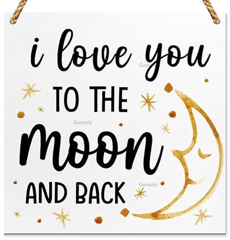 I Love You to the Moon and Back Wooden Sign Decor,Modern Love Heart Wood Sign Decorations for Home Bedroom Decor,Valentine's Day Wedding Gifts For Couples Wood Sign Wooden Wall Decor 8 * 8 inch