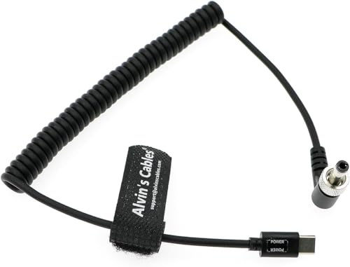 Alvin's Cables PD USB-C Tipo-C a Bloqueable DC 12V Cable de alimentación enrollado para Blackmagic Video Assist | Atomos Shogun| para SmallHD| para Feelworld Monitor