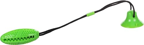 Flamingo Spielzeug für Hunde Klevo Stick und Saugnapf mit Seil Grün 45cm - Mit saugnapf zur Befestigung - Mit Snacks oder Snackpaste befüllbar