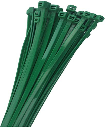 KnnX Colliers de serrage (Serre‑câbles) - Plastique, Vert, 3,6 mm x 180 mm, Lot de 50, Résistance 18,35 kg