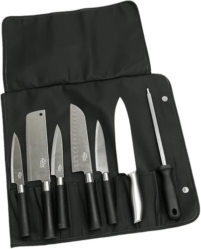 YUNCHONGuk Sac à couteaux, sac à roulettes, pour couteaux de chef, avec 7 compartiments, sac de rangement pour couteaux de cuisine, mallette à couteaux de chef, sac à outils pour le camping, la