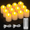 Ymenow Lot de 12 bougies chauffe-plat LED rechargeables, bougie à led électriques rechargeable flamme vacillante avec Télécommande Minuteur Câble USB Pour decoration noel photophore, 3,8 cm diamètre