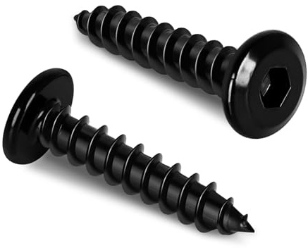 Viti autofilettanti a testa piatta M4 da 30 mm, viti per legno a testa svasata, in acciaio inossidabile 304 18-8, attacco a brugola, finitura nera, 50 pezzi
