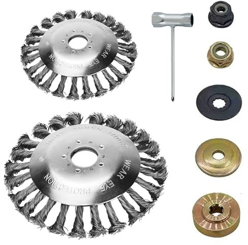 Durimi 6+8-Zoll-Draht-Rotationsklingenbürste für Freischneider, kommt mit Universal-Adapter-Kit für St*HL, Gartenlawnmower, Moss Grass Rust Removal und andere gerade Welle Trimmer