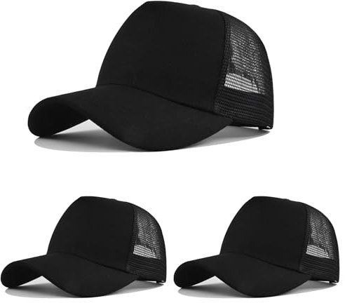 HAPEE Baseball-Kappen für Herren, 2/3er-Pack, Trucker, Klassische Snapback-Kappe (DE/NL/SE/PL, Alphanumerisch, Einheitsgröße, B-3P01-Black X 3)
