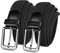LOVMEAD Elastischer Gürtel Stretchgürtel Geflochten Herren Damen Wert 1 2 Stück, Golf Stoffgürtel Flechtgürtel Dehnbarer (2 Stück-Schwarz+schwarz, 135cm/46’’-50’’ für Taillengröße)