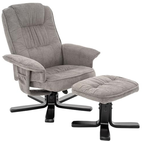 IDIMEX Relaxsessel Charly mit Hocker drehbar neigungsverstellbar grau [Max. Belastbarkeit 100 kg] für Wohnzimmer, TV-Sessel Fernsehsessel mit Liegefunktion Polstersessel und Hocker