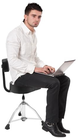 QUIOTUIR Sgabello Batteria con Schienale Sgabello Batteria Regolabile in Altezza Sedia Batteria Pneumatica Rotazione Flessibile