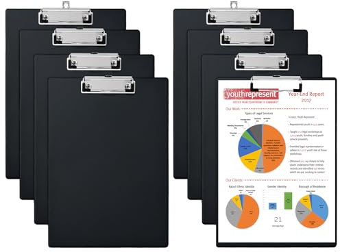 Hotyin Klemmbretter 8 Stück, A5 Klemmbretter mit Flachem Clip, Kunststoff Klemmbretter, Klemmbretter für Büro, Schule, Krankenhausbedarf, Schwarz