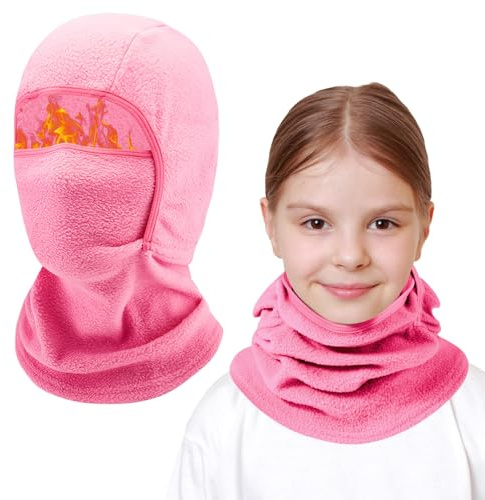 AYPOW Kinder Sturmhaube Winter 4-13, Multifunktional Winddicht Fleece Warm Skimaske Radfahren Gesichtsmaske unter dem Helm, Sturmmaske Mütze mit Halswärmer für Jungen Mädchen, Winter Outdoor Sport