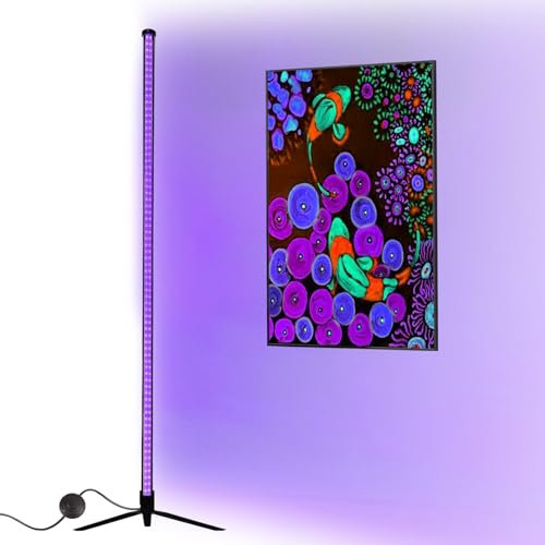 LED Schwarzlicht Strahler,120cm Höhe Stehende Schwarzlichtlampe mit EU Stecker,50W,UV Strahler mit Schalter,395-405nm UV Licht für Halloween,Fluoreszierende Poster,Party