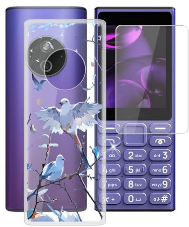 AQGGIIXY Custodia per Nokia 110 4G 2024 (2.0) con 1 X Pellicola Protettiva, Ultra Sottile Antiurto AntiGraffio Trasparente Morbida Silicone TPU Cover per Nokia 110 4G 2024 - XT145