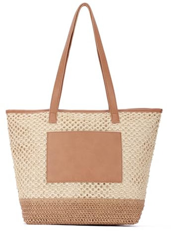 LHHMZ Bolso de paja para mujer, Bolso de Paja Tejido, Bolsa de playa grande de verano, Bolsa de playa de viaje