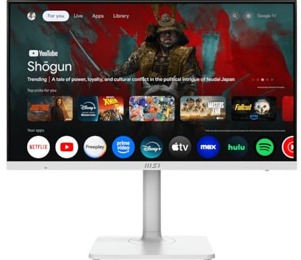 MSI Modern MD272UPSW 27-inch IPS 3840 x 2160 (UHD) Smart Monitor, 60Hz, Adaptive-Synch, HDR Ready, HDMI, DisplayPort, USBC 65W Power Delivery, VESA Mountable, Height Adjustable, Speaker, White