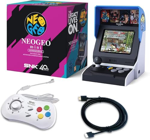 NEOCADE Neo Geo Mini International Arcade-Konsole, 3,5-Zoll-Bildschirm, weißes Gamepad, 40 vorinstallierte klassische SNK-lizenzierte Spiele, The KING of The FIGHTERS/METAL SLUG und mehr Weiß