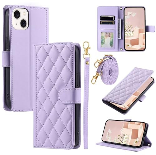 Funda para Xiaomi Redmi Note 13 Pro Plus 5G,Ajustable Cordon Collar Colgante Antigolpes Case,Funda Protectora De Cuero De PU De Primera Calidad [Bolsa De Billetera][Cierre Magnético] Violeta