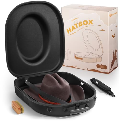 BRANTMAKER Cowboy Hat Box, Travel Case, Crushproof Storage Carrier (Black)