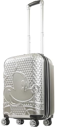 FUL Disney Mickey Mouse 3-teiliges Rollgepäck-Set, Hartschalenkoffer mit Spinnrollen, Mickey Mouse - Silber, 22 Inch, Ful Disney Mickey Mouse 55,9 cm Handgepäck, Hartschalen-Rollkoffer mit Spinnrollen
