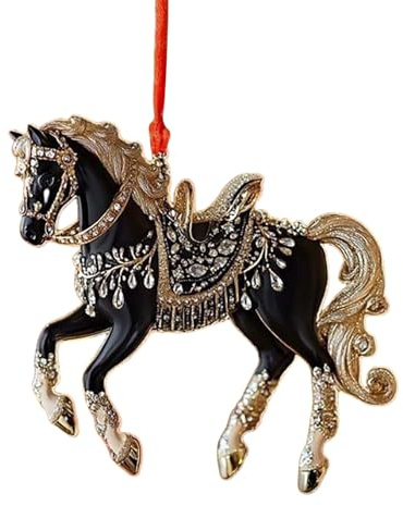 Pferd Weihnachtsbaumschmuck 2025, Acryl Pferd Baum Dekor, Reiter Thematische Kugel, Festliches Pferdeliebhaber Geschenk, für Weihnachtsbaum, Zuhause, Auto Rückspiegel Dekoration (D)