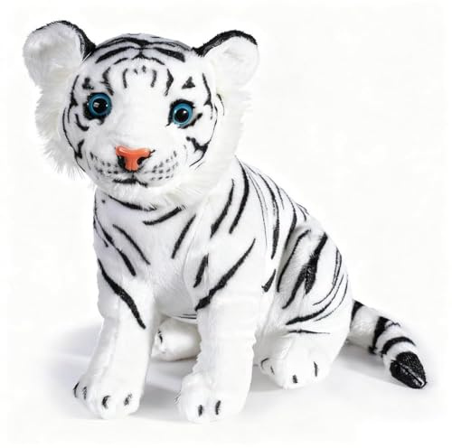 SZJFYMQ Plüsch Tiger, 23cm Plüsch-Wildtier Tiger Stofftier Realistische Tiger Plüschtier Plüsch Gemütliches Schmusetie Geburtstagsgeschenk, Weiß