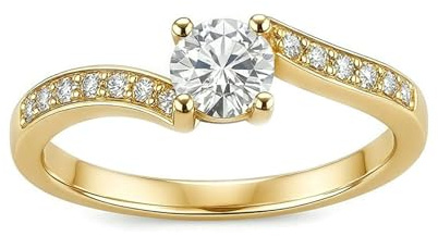 Gualiy Gold Ring 18 Karat, 750 Gelbgold Ring mit Rund Moissanit Damen Ringe Verlobung Gr 54