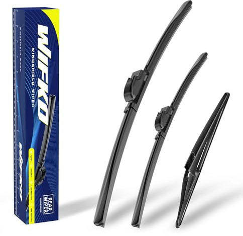 Scheibenwischer Set für Nissan Qashqai J11E 12.2013-2021 Vorne & Hinten | 2 Front + 1 Heck, Vordere Flachbalken-Wischer, Auto Scheibenwischer Frontscheibe und Heckwischer, Direkte Montage