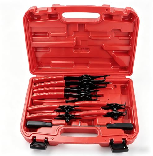 Circlip Pliers Set, 10 Piece Internal & External Snap Ring Pliers Kit | Heavy Duty Circlip Pliers with Straight/Bent Tips, Automotive Mechanics Tool Set with Storage Case for Ring Remover Retaining