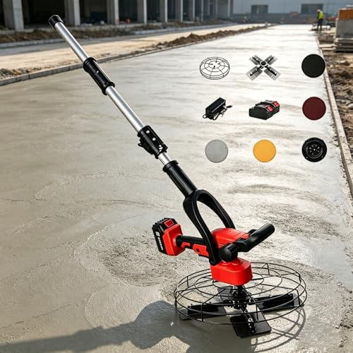 Pvxa Machine à Lisser Et à Polir Les Murs, Talocheuse éLectrique pour BéTon, Talocheuse à Volant D'Orientation à Batterie Au Lithium, Double Alimentation, pour ChausséEs 30000mAh