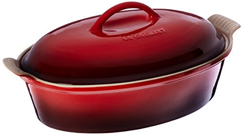Le Creuset Faitout ovale en céramique avec couvercle Rouge cerise 35,6 cm