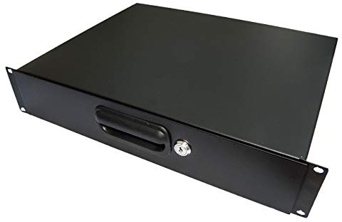 deetech RS02-2HE Profi - Rackschublade für Flightcases, Stahl, abschliessbar