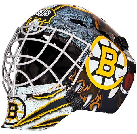 Franklin Sports Boston Bruins - Máscara Facial de Portero de Hockey NHL para niños, Hockey Callejero, máscaras de Equipo Juvenil de la NHL para niños