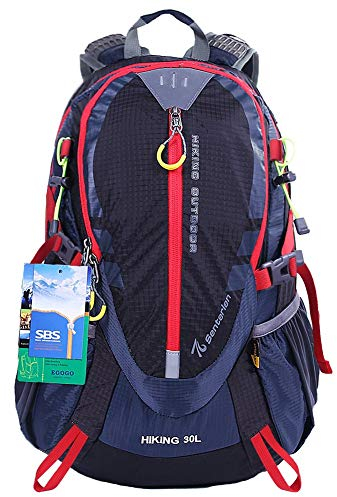 EGOGO 30L Wasserdicht Wanderrucksack Camping Rucksack mit Regenschutz Laufen Radfahren im Freien S2310 (Schwarz)