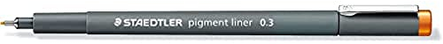 Staedtler 308 03-4. Rotuladores Fineliner Pigment Liner. 10 marcadores permanentes de color naranja y ancho de 0,3 mm.