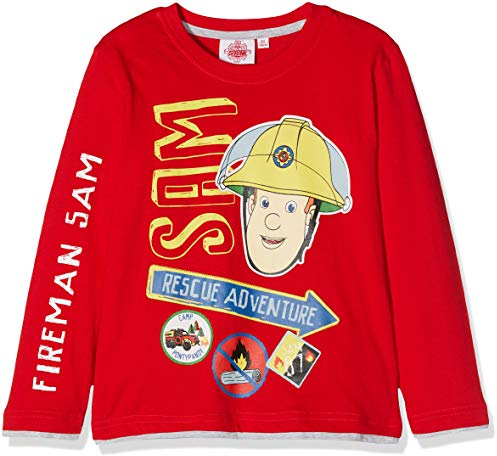 Feuerwehrmann Sam Jungen T-Shirt, Rot, 116 (Herstellergröße: 6 Jahre)
