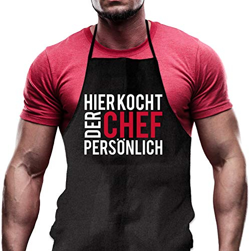 Shirtoo Kochschürze Hier kocht der Chef persönlich - Lustiges Geschenk für Männer und Hobbyköche zum Geburtstag oder zu Weihnachten