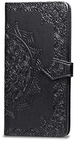 3C Collection Coque Portefeuille Iphone 6S avec Porte Carte, Coque Iphone 6 Rabat Mandala Noir, Housse Portefeuille en Faux Cuir avec Magnetique et Dragonne pour Iphone 6 et Iphone 6S Motif