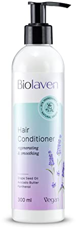 BIOLAVEN feuchtigkeitsspendender Conditioner. Haarpflege mit Traubenkern öl für alle Haartypen. Vegan Naturkosmetik für Frauen und Männer. Größe 300 ml
