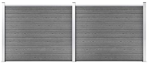 vidaXL Zaunelement Set mit Pfosten Sichtschutz Windschutz Zaun Gartenzaun Lamellenzaun Sichtschutzzaun Windschutzzaun WPC 353x146cm Grau