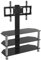 MAHARA Glass Corner TV Stand - with Column - Black & Silver Floor stand with built-in Mount for up to 60 Inch TV - Universal VESA Mount included