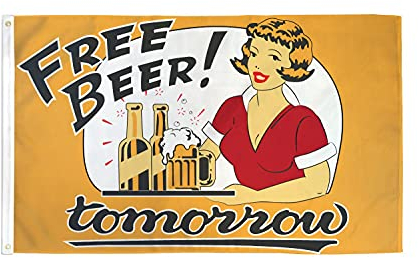 AZ FLAG - Flagge Kostenloses Bier - 90x60 cm - Beer time Fahne 100% Polyester mit Messing-Ösen - UV-beständig - Vives Farben - 50g