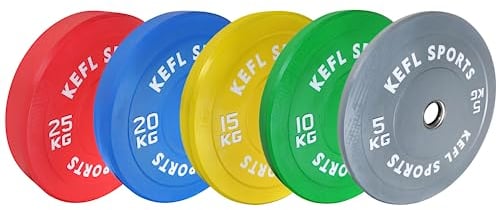 KEFL Sports Olympic Bumper Plate Colour Coded Pairs for Weight Lifting, Strength Training, Multi Gym, 5kg-25kg Pairs (5kg)