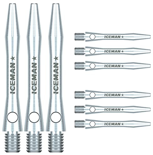 RED DRAGON Gerwyn Price Iceman Logo Plain Aluminium Kurze Dart-Stiele (Schaft) - 3 Sätze pro Packung (9 Stems in total)