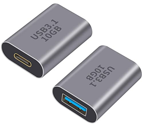 Poyiccot USB A to USB C Adapter, 2Pack USB C Female to USB Female Adapter, 10Gbps USB A Female to USB C Female Adapter Bi-Directional (USB 3.1 Type C Gen2) Compatible for iPhone, MacBook Pro, Laptop