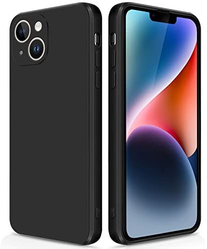 GiiYoon Case Compatible with iPhone 14, Slim Liquid Silicone Shockproof Phone Case with Soft Microfiber Lining- Black