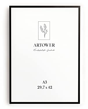 Artower® Bilderrahmen Schwarz Metall Dünner Rahmen für DIN A3 29,7 x 42 cm | Posterrahmen Groß für Collage | Picture Frame Metal 30x42 cm | Aluminium Schmal Bilderrahmen | Schwarz Poster Rahmen